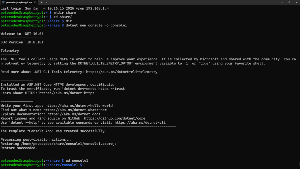 A new Console Project